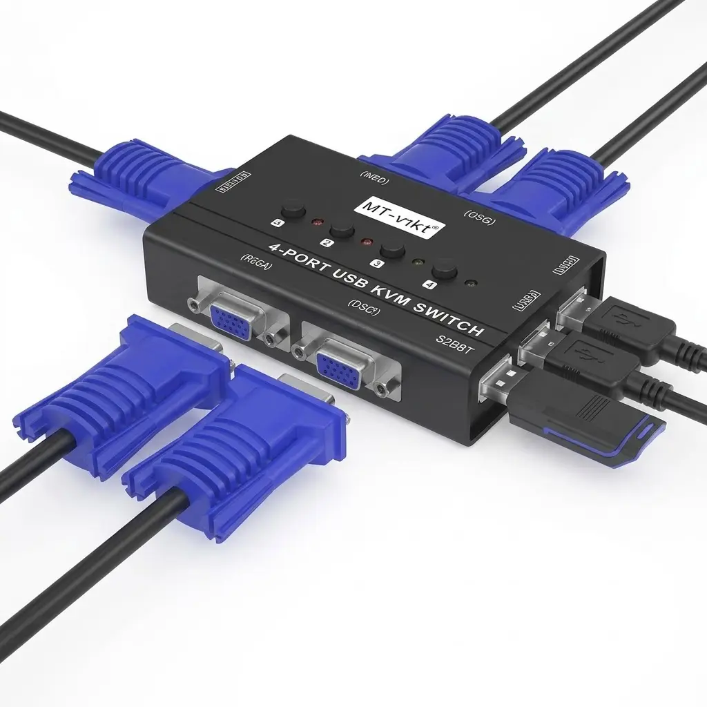 KVM VGA SWITCH { 4 PORT }